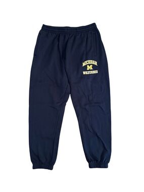 University of Michigan Embroideredm Navy Sweatpants with Yellow Lettering
